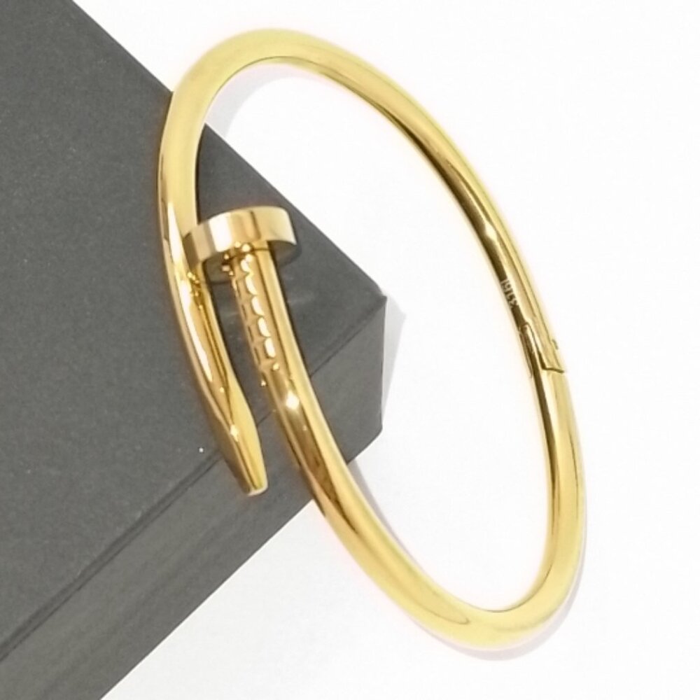 18k Gold Plated Nail-Style Bangle Bracelet | 316L Steel | Gold for Women & Men